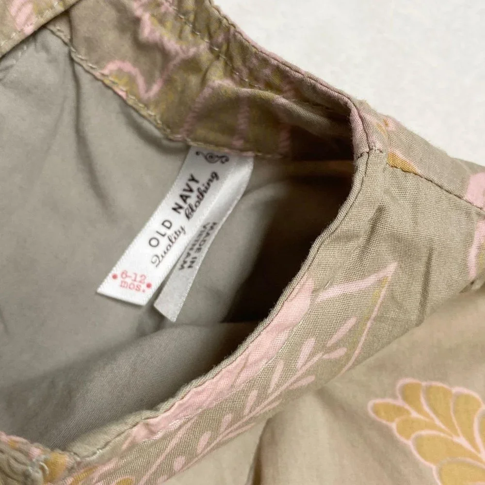 Old Navy minimal beige pink floral dress‎ 6-12